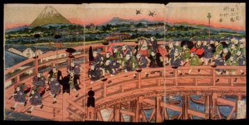 渓斎英泉 Painting - 子供の娯楽 日本橋の行列 1820年 渓斎英泉浮世絵